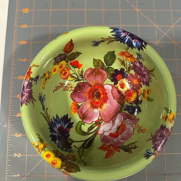 MacKenzie-Childs Retired Market Flowers Floral Dog Bowl - Green and Multicolor - Picture 3 of 5